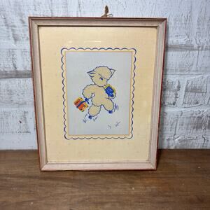 Vintage Lamb Framed Art